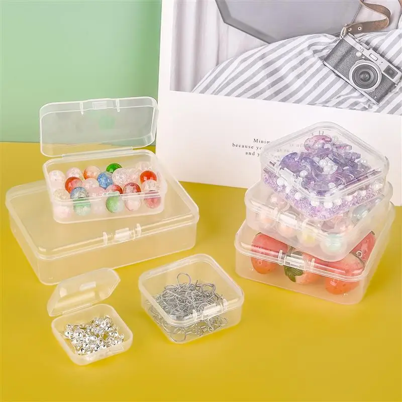 10Pcs PP Storage Box Mini Transparent Plastic Case Container Square Rectangle Packaging Box For Jewellry Beads Small Items