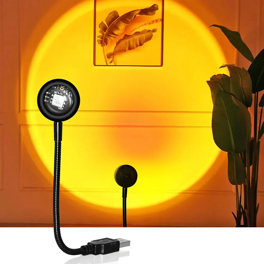 1Pc Sunset Light Rainbow Projection Light Seven Color Sunset Light USB Live Broadcast Background Atmosphere Lamp Home Decoration