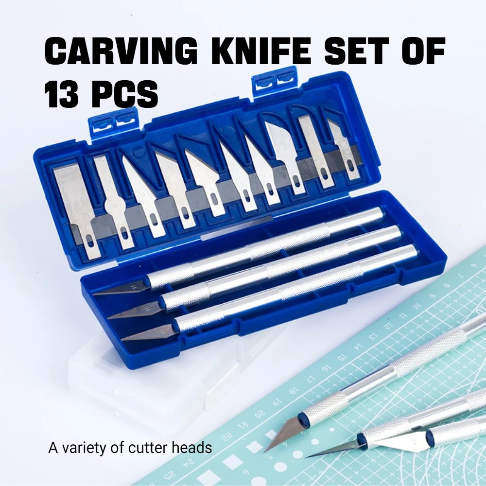 المهنية 13 قطعة نحت شفرة مجموعة الدقة النقش السكاكين الخفيفة والثقيلة لإصلاح قطع الختم الفنية النحت #1