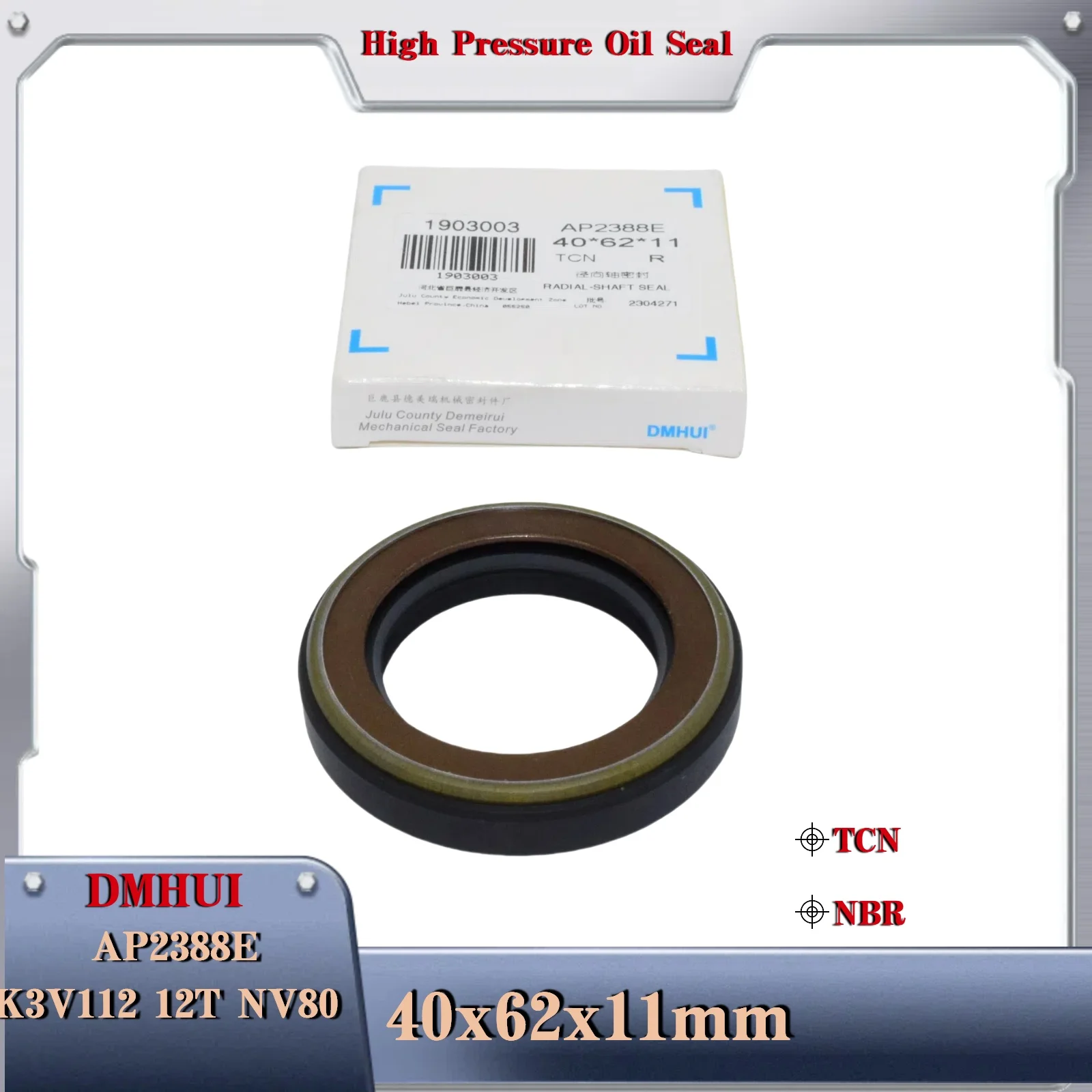 

Oil seal 40x62x11 TCN For KawasakiK 3V112,12T,NV80 AP2388E ,Used in Hydraulic Pump/Motor Rotary Shaft Seal 40X62X11