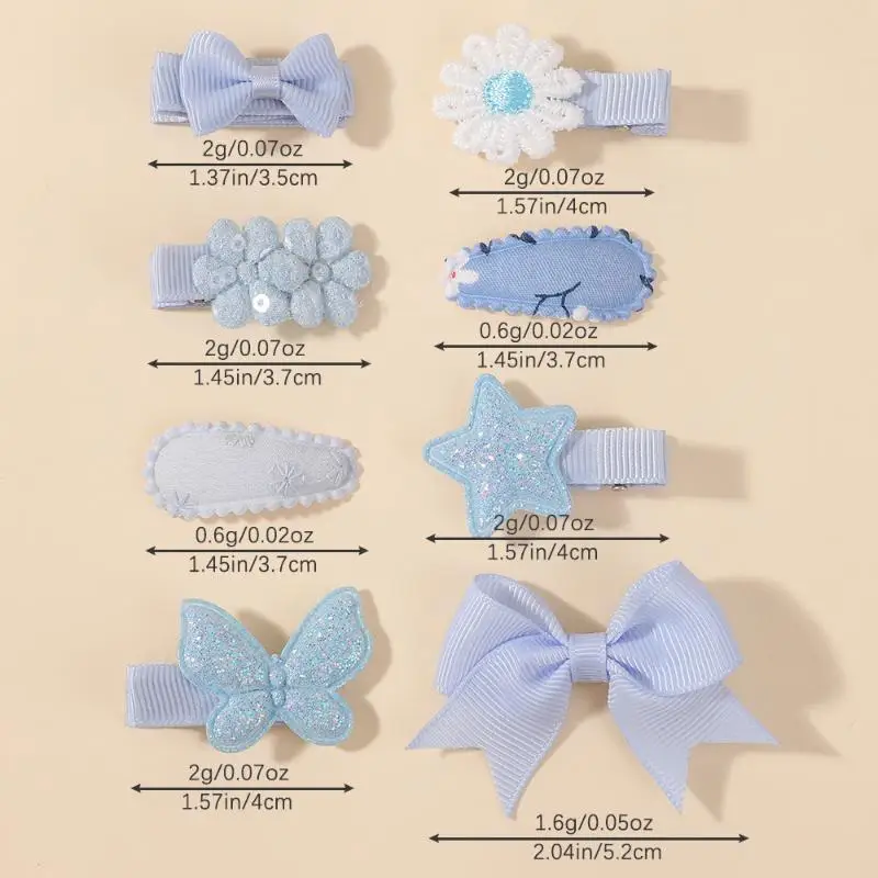 8-teiliges Set Neue Niedliche Frische Minni Schleifen-Haarspangen für Frauen und Mädchen Süße Blumen-Stern-Haarklammern Haaraccessoires Geschenke – Detail 2