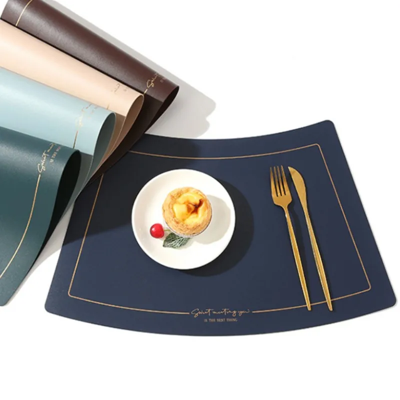 Black Wedge Table Placemat Set - 1/6/10pcs Faux Leather Heat Resistant Mats for Indoor & Outdoor Use Protective Table Placemats
