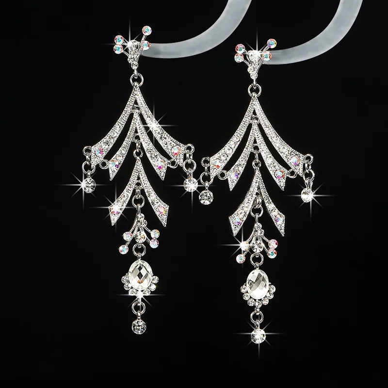 New super flash retro light luxury temperament round gorgeous elegant long fringed earrings earrings