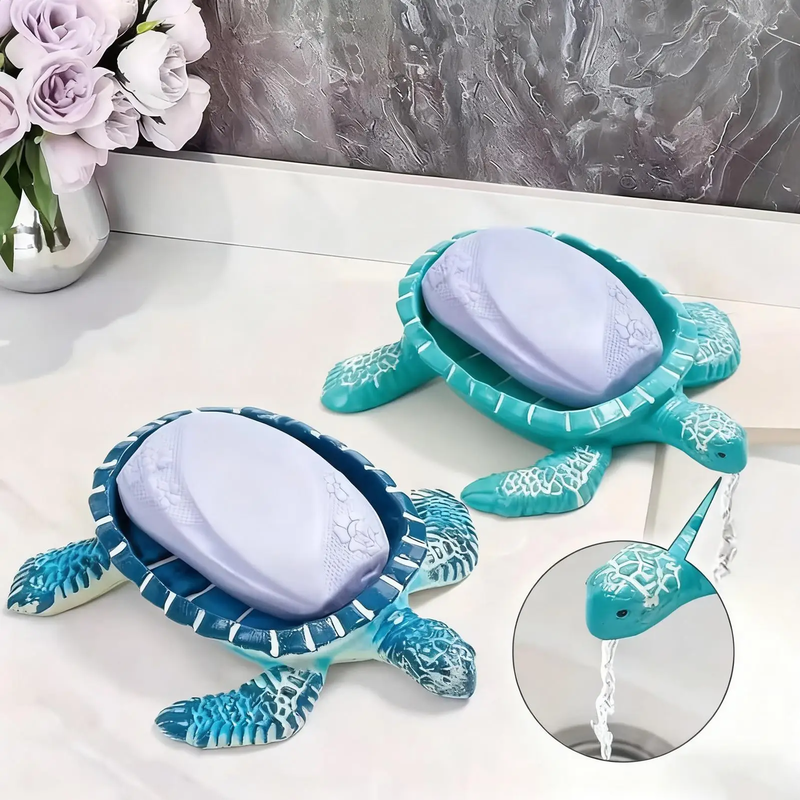 

​​Turtle-Shaped Soap Dish Drainable Soap Box Water and Fertilizer Free Soap Rack Soap Container Bathroom Accessories