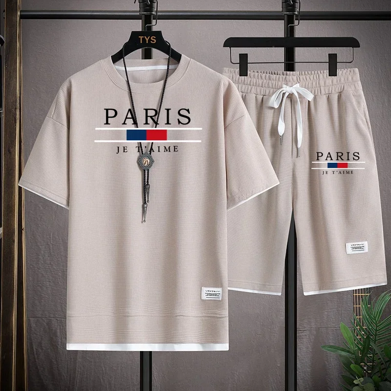 

2025 Korean-style high-quality men's summer sportswear, fitness, jogging, comfortable, fashionable, casual, sportswear set