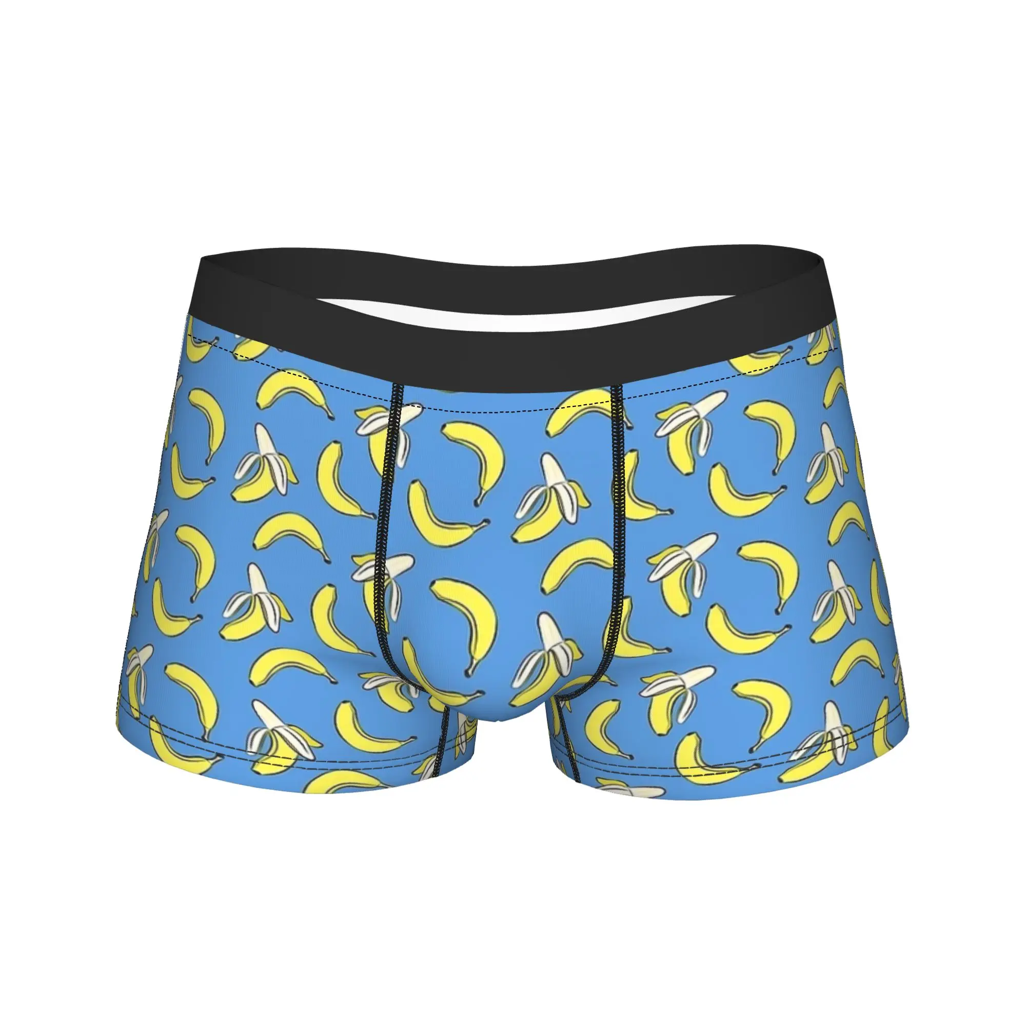 

Трусы-боксеры с синим принтом и бананами, Лидер продаж, мужские сексуальные мягкие трусы большого размера с принтом