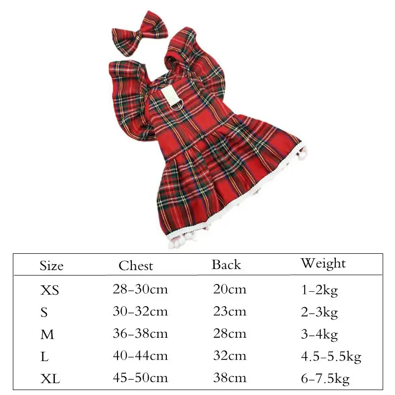 Pet Cat Dress Clothes Christmas Dog Dress Dog Slip Dress Coat Dress Red Skirt Costume Pet Cat Warm Dress Bow Skirt Pet Costume