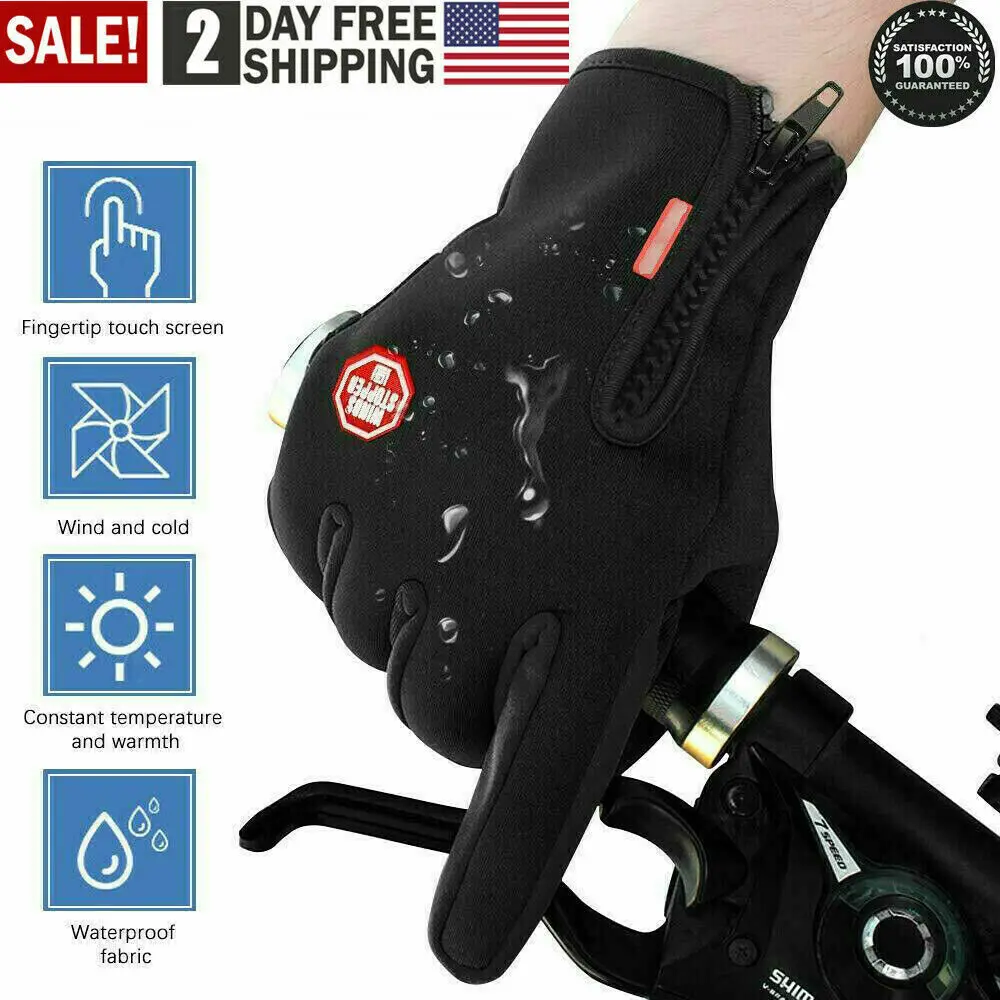 Guantes cálidos de invierno para pantalla táctil, resistentes al agua, a prueba de viento, antideslizantes, para ciclismo, esquí y deportes