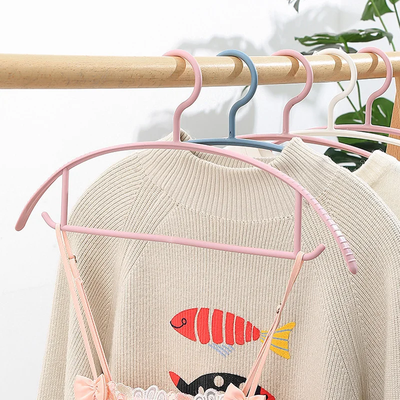 10Pcs Clothes Hangers Colorful Plastic Thicken Non-Slip Traceless Clothes Racks Semi-Circular Windproof Drying Hangers Organizer