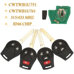 jingyuqin 2/3/4 Buttons Remote Car Key 315/433MHZ ID46 For Nissan CWTWB1U751 CWTWB1U761 1788D-WB1U751 H0561-C993A No logo