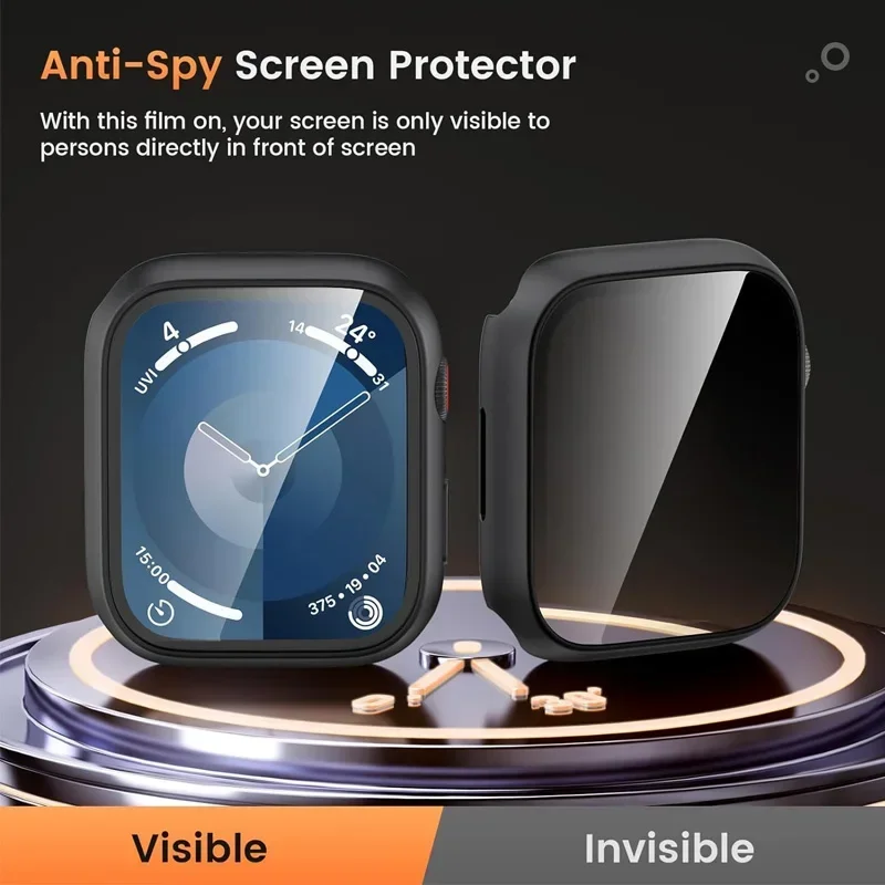 Protector de pantalla de privacidad para Apple Watch, cubierta de parachoques impermeable para iWatch Series 6, 5, SE, 45mm, 41mm, Series 7, 8, 9, 40mm, 44mm