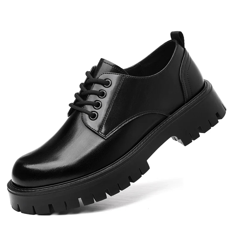 

Кожаные туфли на платформе с большой головкой для мужчин, низкие кеды в британском стиле, деловая повседневная обувь, мужская осенняя модная новая дизайнерская мужская обувь