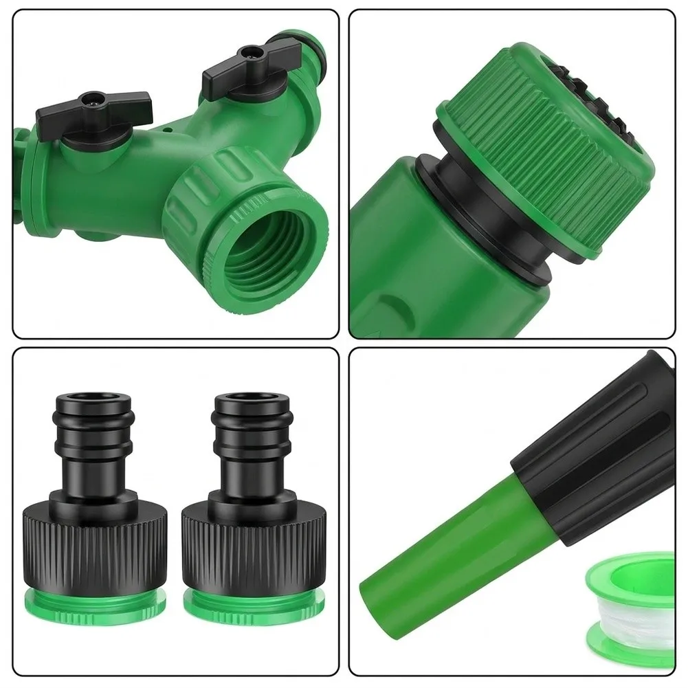 15Pcs ABS Quick‑Connect Garden Hose Fitting Kit, Fast Coupler Accessory For Outdoor Water Pipe And Tap Connection