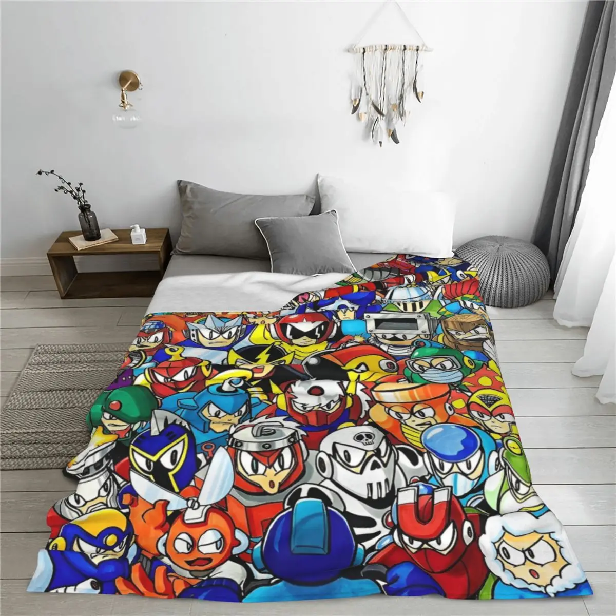 Mega Man Cartoon Rockman Game Blankets Flannel Autumn/Winter Robot Masters Super Soft Throw Blanket Outdoor Bed Rug Piece