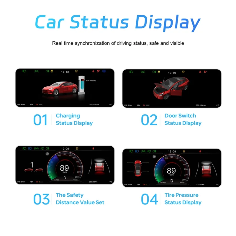 

Head Up Display For Tesla Model 3/Y, 9Inch Screen Black ABS HUD Carplay Android Auto Car Dashboard Instrument Accessories,B