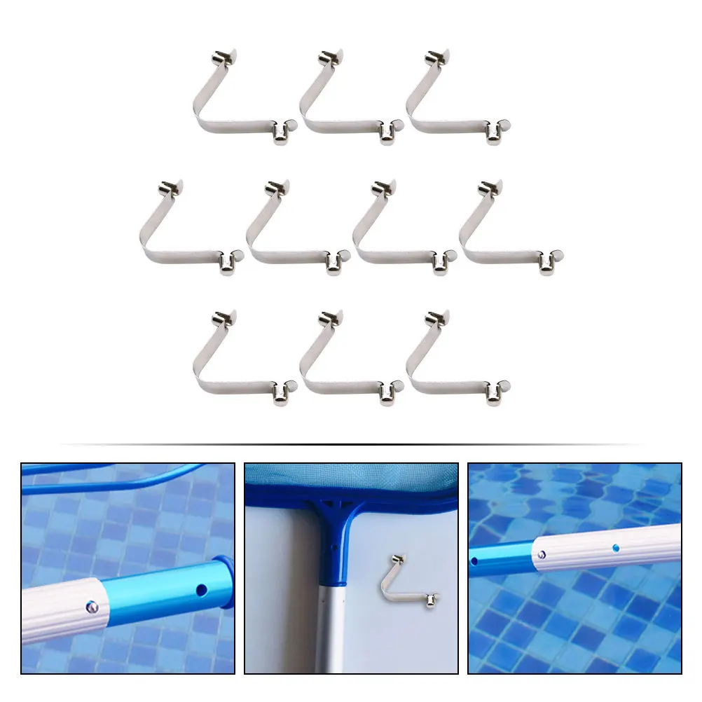 

10Pcs Pool Cleaning Net Spring Clips Stainless Steel Double Pin Heavy Duty Replacement Clips for Pool Accessories