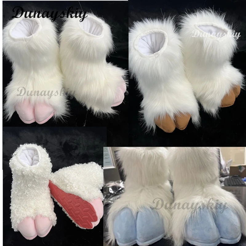 

Fursuit Cosplay Paw Sheep Shoes Accessories Furry Rubbit Goats Boots Cute Fluffy Animal Manga Party Cos Wearable Unisex Costume