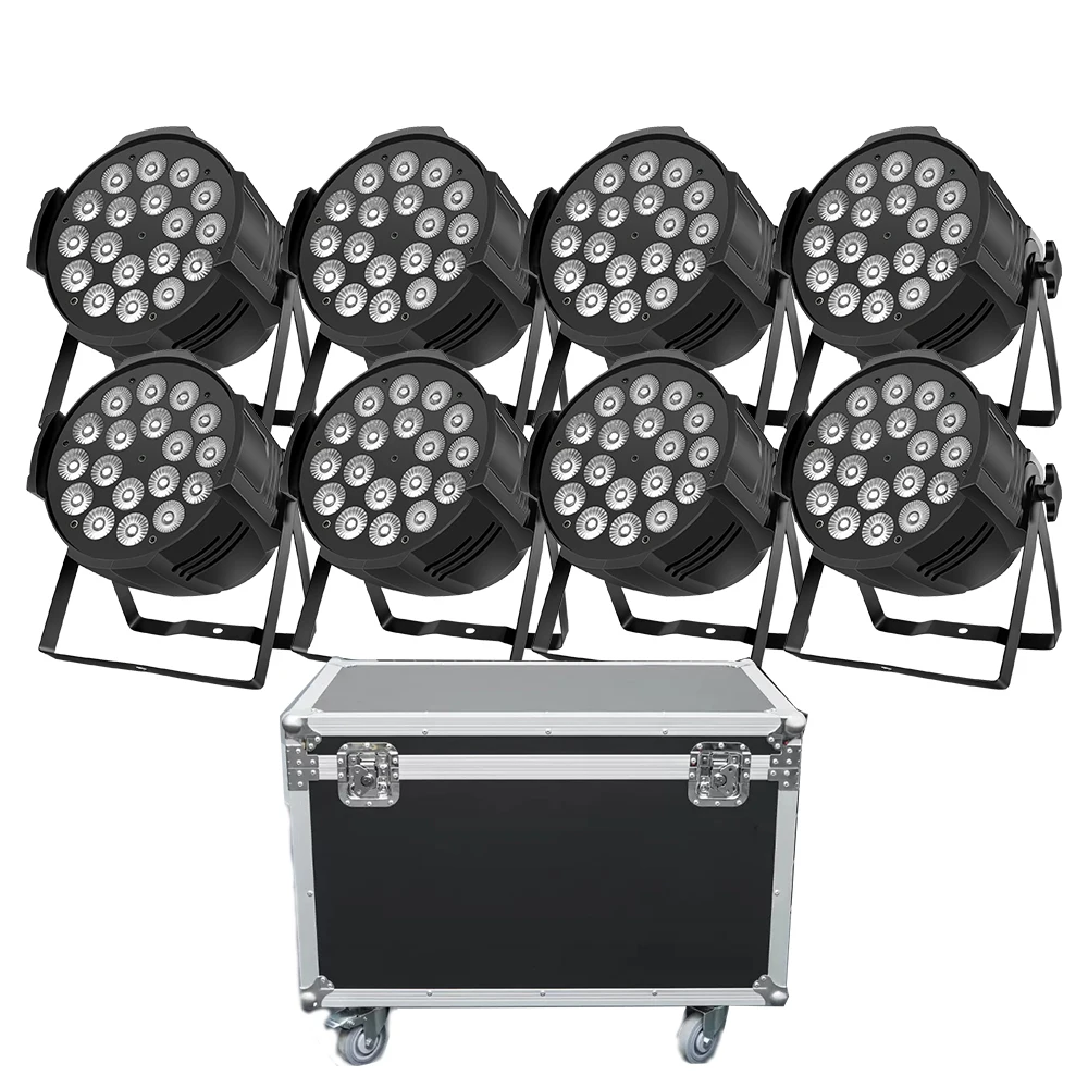 led par light com flight case iluminacao de palco dj disco ktv festa casamento bar 18x18w rgbwa mais uv 6in pcs pcs pecas 8 01