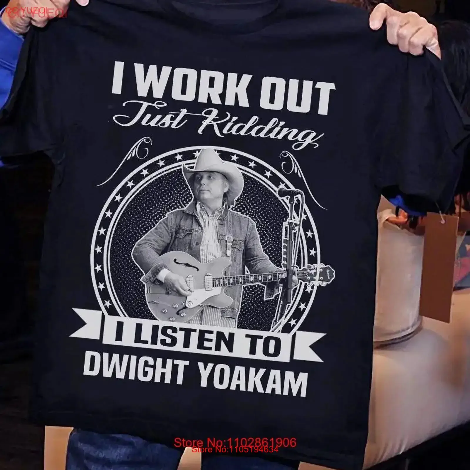 Dwight Yoakam Guitar Men T shirt Black All Sizes JA117 vintage Washed streetwear Versatile Stretched Breathable graphic Unisex