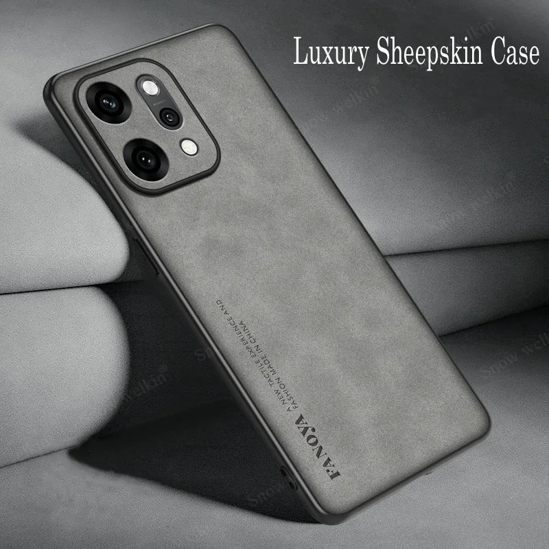 Luxury Sheepskin Leather Phone Case For Oppo Reno 14 Pro 13 13Pro 13F 12 12F 11Pro 11 F 5G Reno 10Pro 10 9 8 Plus 7 6 5G Cover
