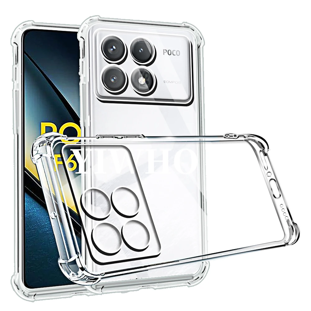 Shockproof Phone Case for Xiaomi Poco F6 Pro F5 F4 F3 GT Transparent Clera Back Covers Pocco Poxo F 6 5 F6Pro Clera Phonecases