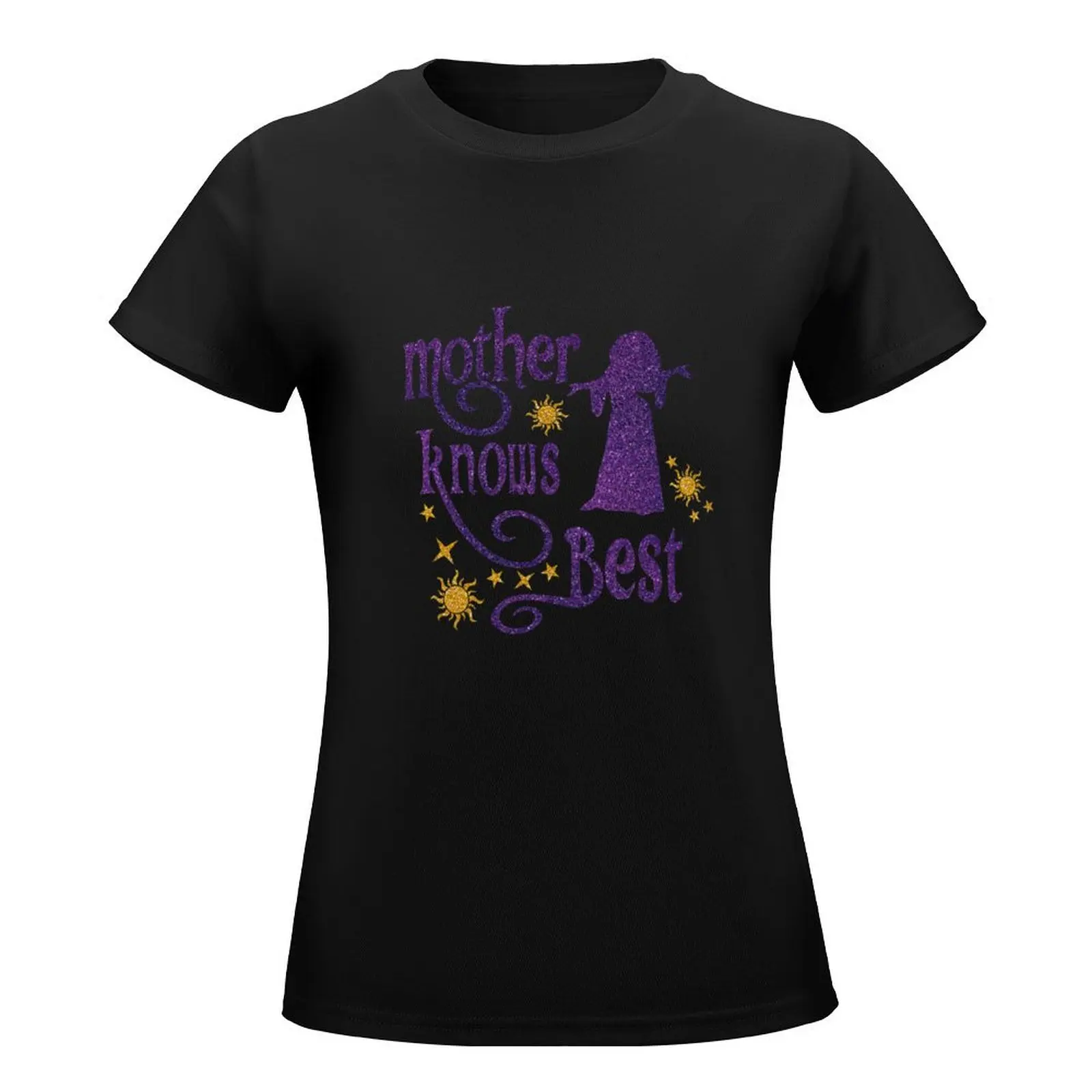 Mother Knows-Camiseta con purpurina mágica enredada para mujer, ropa de anime, camisetas recortadas divertidas