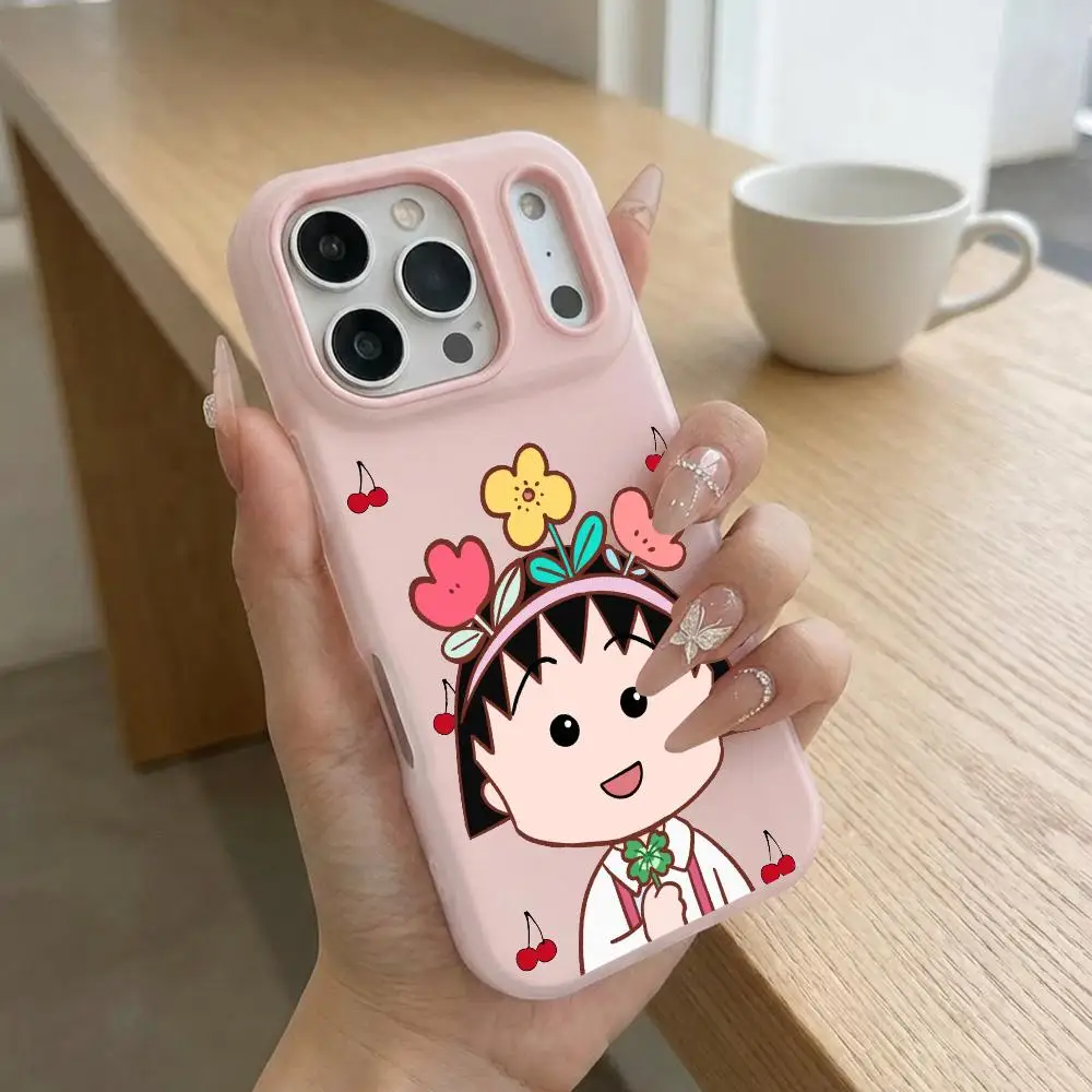 Cute Chibi Maruko Chan Phone Case 2 in 1 Matte Case for iPhone 18 17 16 15 14 Pro Max Shockproof Slim Cover