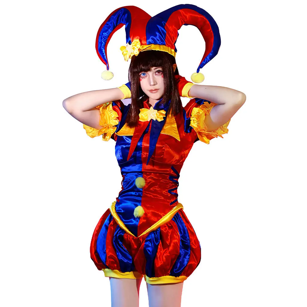 pomni-cosplay-costumes-anime-clown-uniforme-l'incroyable-cirque-numerique-halloween-combinaison-femme-chapeau-gants-couvre-jambes-chaussettes-costume