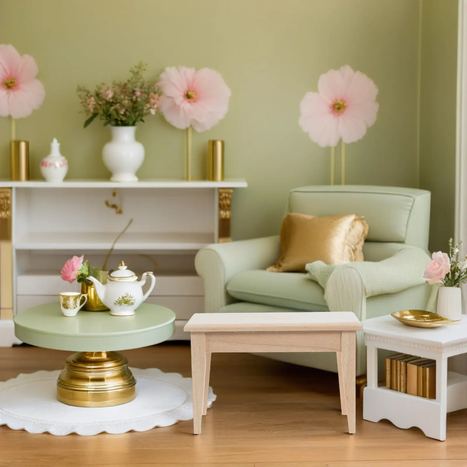 

Миниатюрный столик ручной работы из массива дерева: безопасный, без запаха, устойчивый на гладких поверхностях, для DIY-росписи, декор для микромира