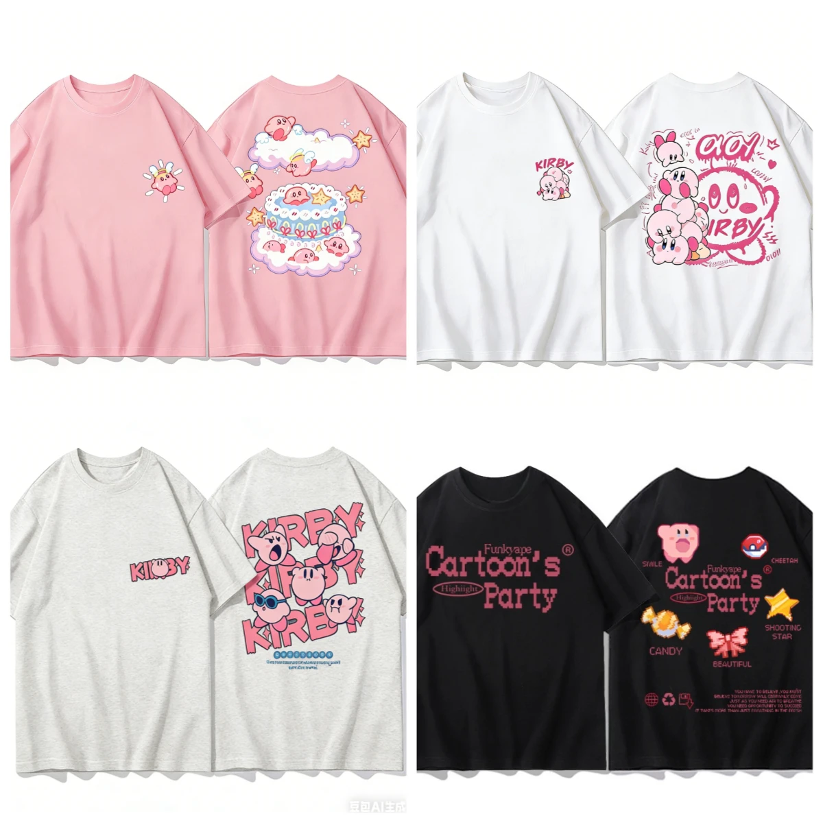 Kirby Cartoon-Ausdruck für Erwachsene und Kinder, lustiger Aufdruck aus reiner Baumwolle, personalisiertes Kurzarmshirt für Eltern, Kinder und beste Freunde
