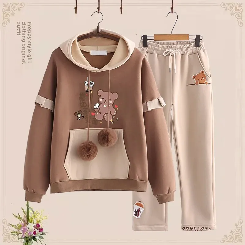 طقم سويت شيرت كاجوال للفتيات في المدارس المتوسطة مكون من قطعتين، مجموعة عصرية لربيع الخريف، نمط رفيع، ملابس كاملة