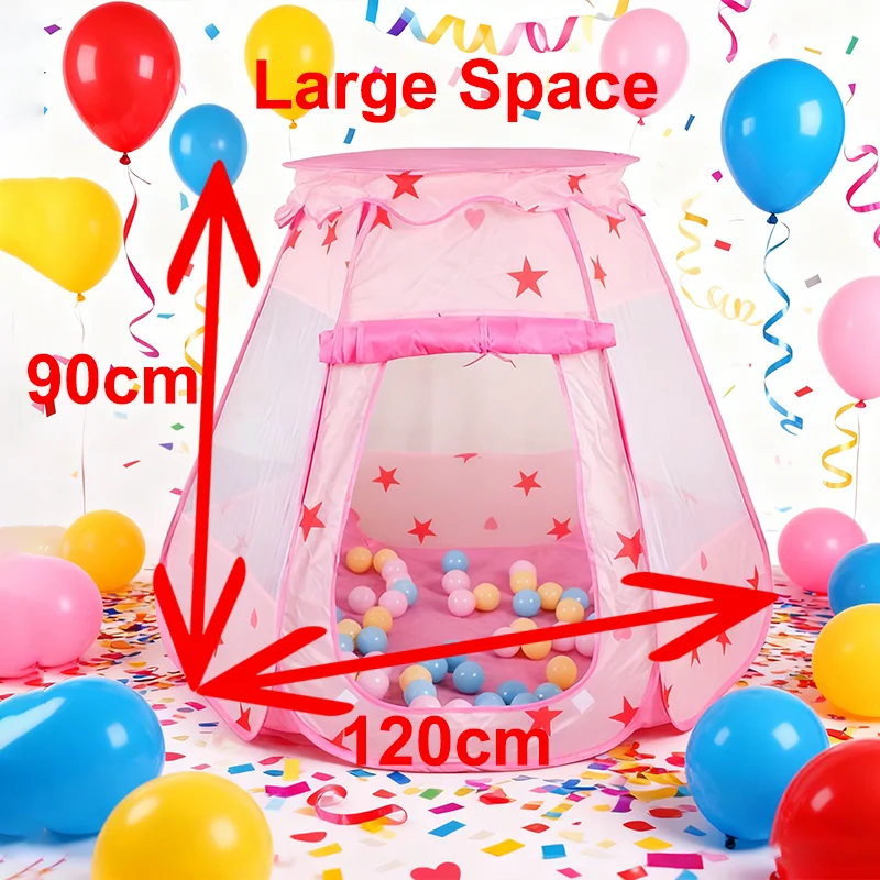 120CM Stella esagonale Bambini Tenda da gioco per bambini Pieghevole portatile Piscina di palline Giardino esterno per interni Casa da gioco Baby Princess Castle Toy