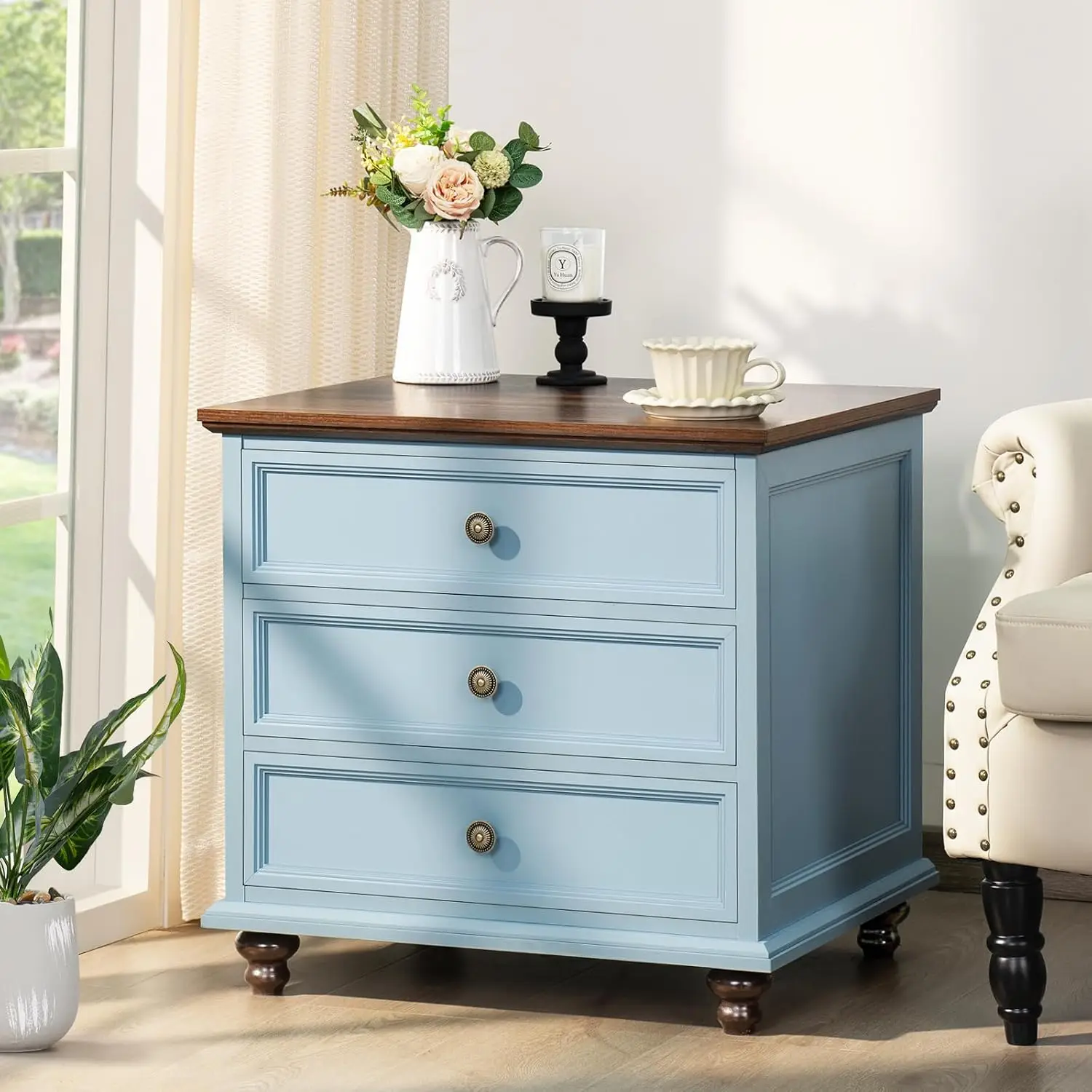 Farmhouse Dresser and Nightstand Set 3