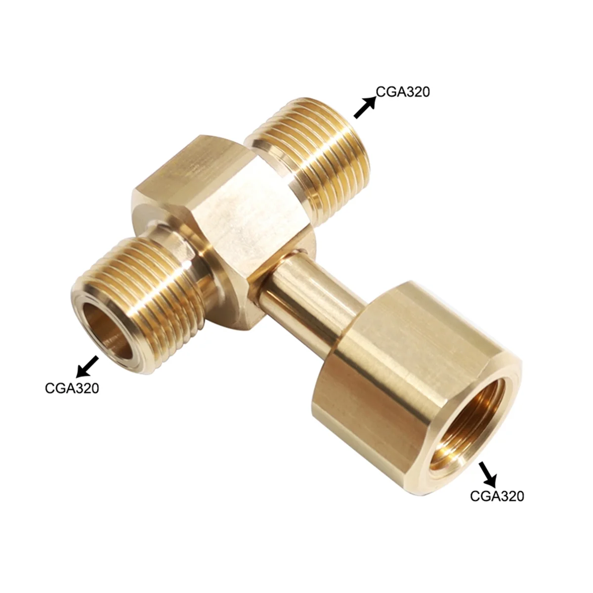 CO2 Tank Adapter,Soda Cylinder Brass CO2 Cylinder Tank CGA320 Adapter Converter Tee Adapter T-Adapter 1 to 2 CGA320 Vogue