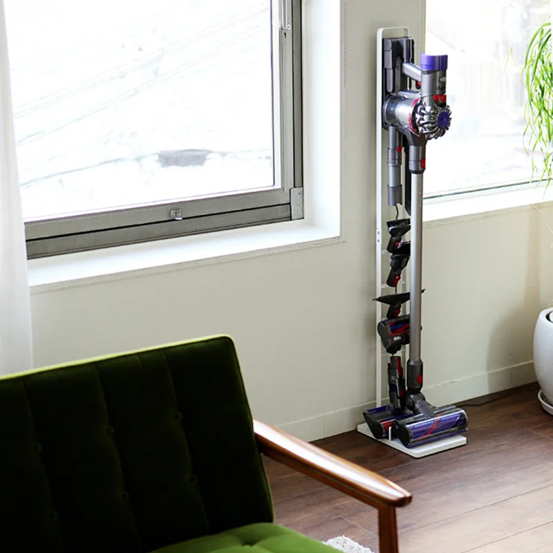 Adjustable Vacuum Cleaner Storage Rack with Ground Support Stand - Perfect for Storing Your Cleaning Essentials