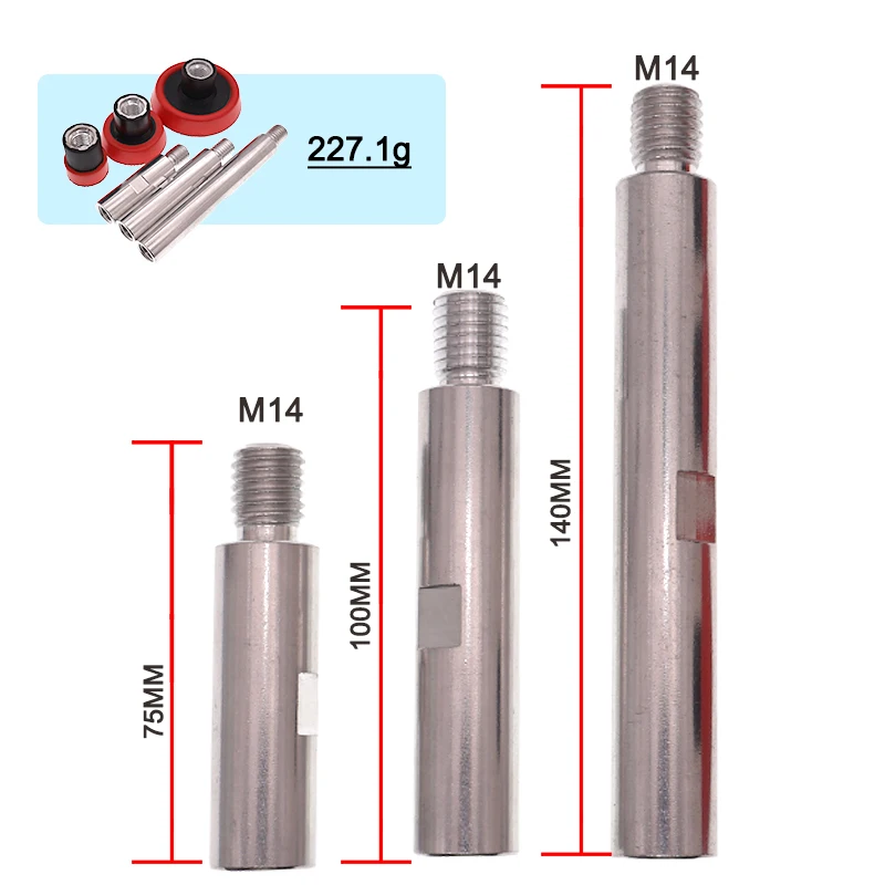 M14-Gewinde-Polier-Verlängerungsschaft-Set 75/100/140mm Polier-Verlängerungsstange aus Aluminiumlegierung mit Polierpuffer für die Fahrzeugaufbereitung – Detail 6