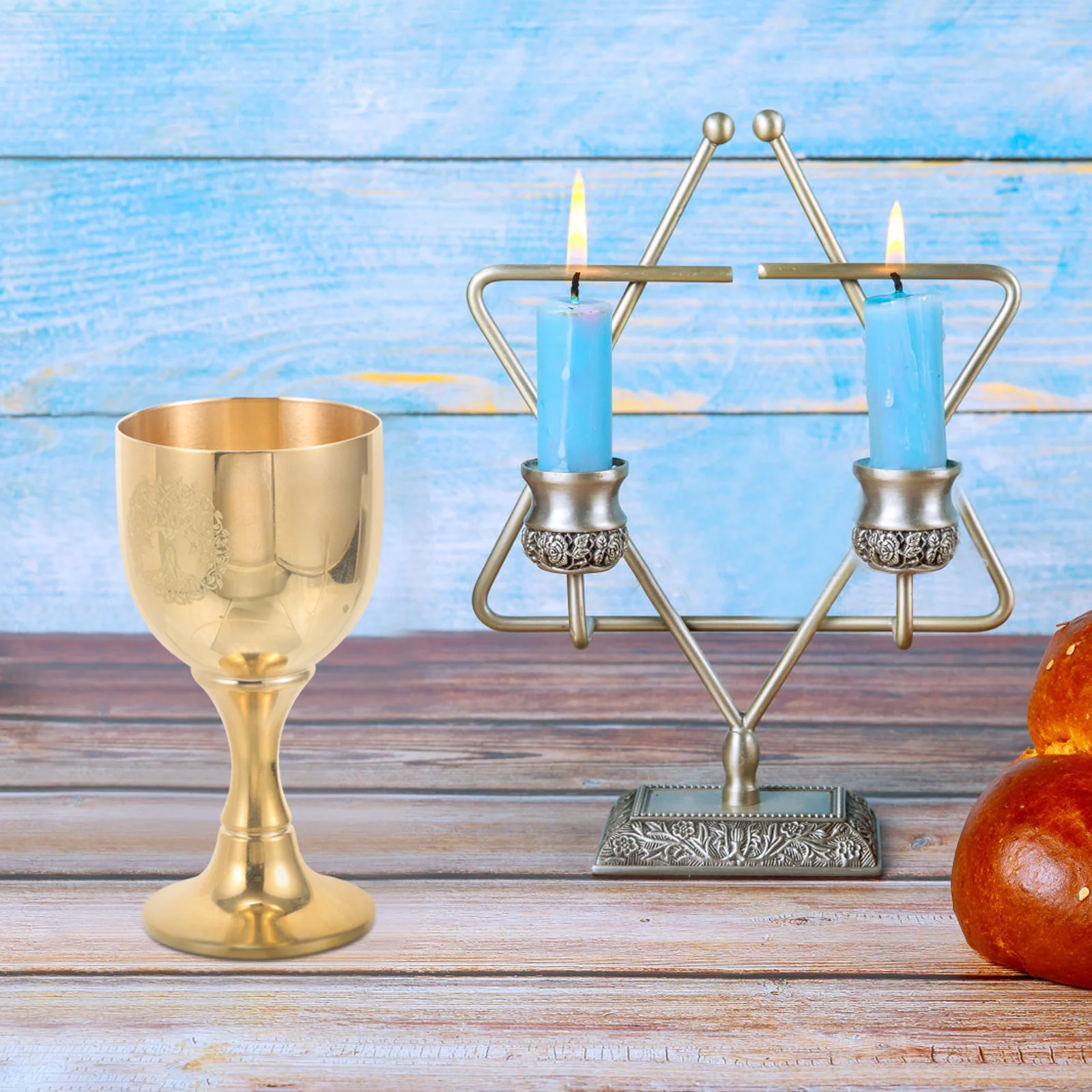 Altar Cup Pentagram Tree Pattern Altar Chalice Vintage Brass Goblet Wine Cup Brass Retro Worship Craft Cup Decor Altar Goblet