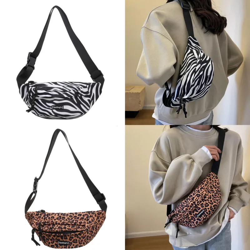 

Leopard Zebra Crossbody Bag 2024 Korea New Fashion Trend Women Bag Chest Bag Women Versatile High Capacity Girl Waist Unisex Bag