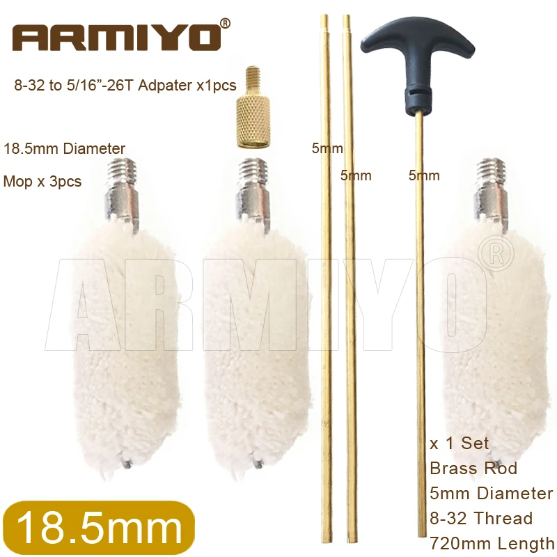 Armiyo Rohrreinigungsbürsten-Set für 4,5mm ~ 18,5mm Durchmesser Rohre, Messing Drehbare Stange, Jagdzubehör – Detail 2