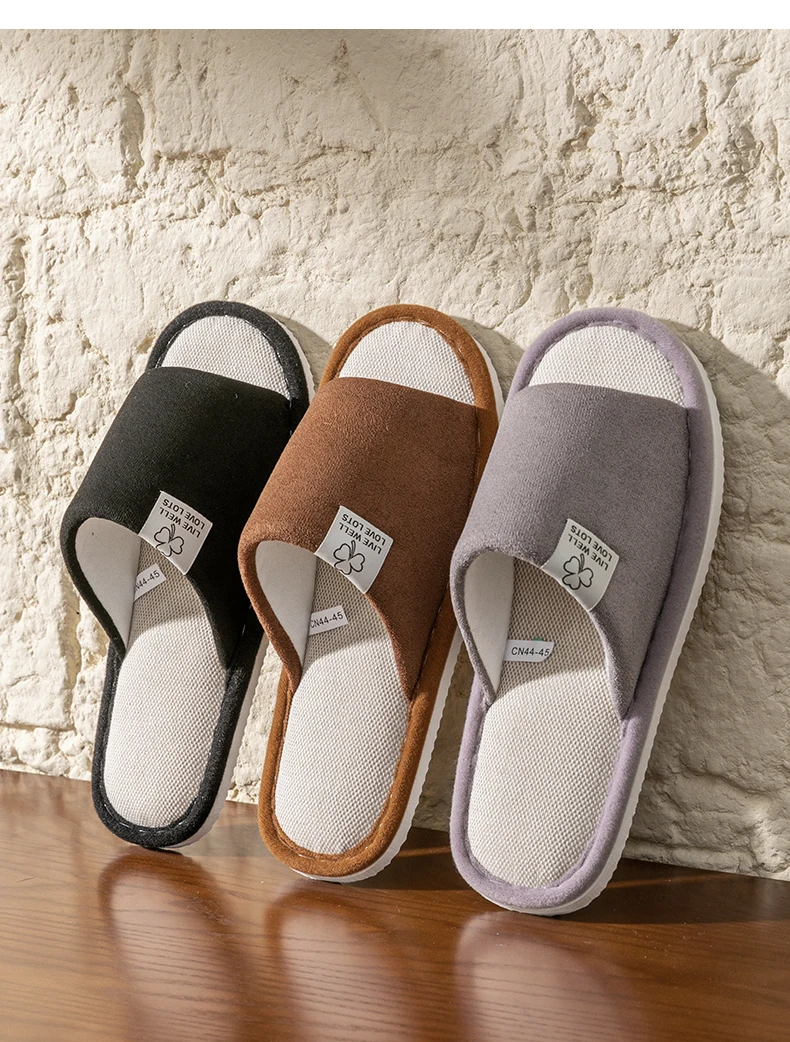 Men's Spring Summer Breathable Slippers Non-Slip Indoor House Shoes,Couples Soft Sole Open-Toe Slippers for All Seasons Home Use