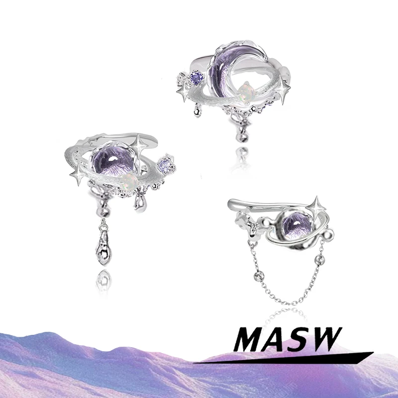 

MASW Original Design Personality Delicate purple Moon Ear Clip For Women Female Gifts Sweet Jewelry Hot Sale Fine Accessories
