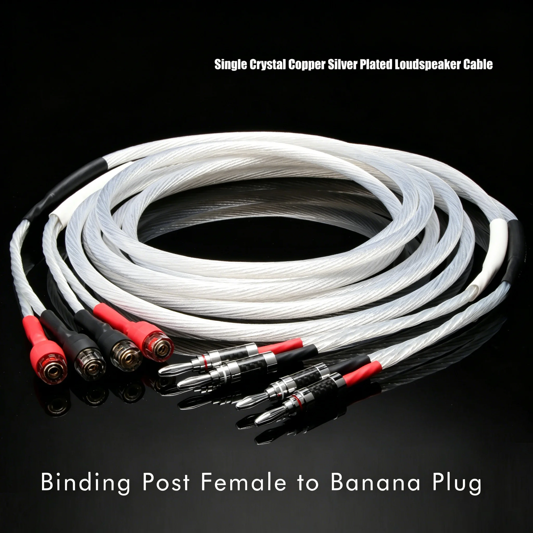 HiFi Binding Post to Banana Adapter Cable to Banana Plug Speaker Wire 12Cores OCC Silver Plated Cable