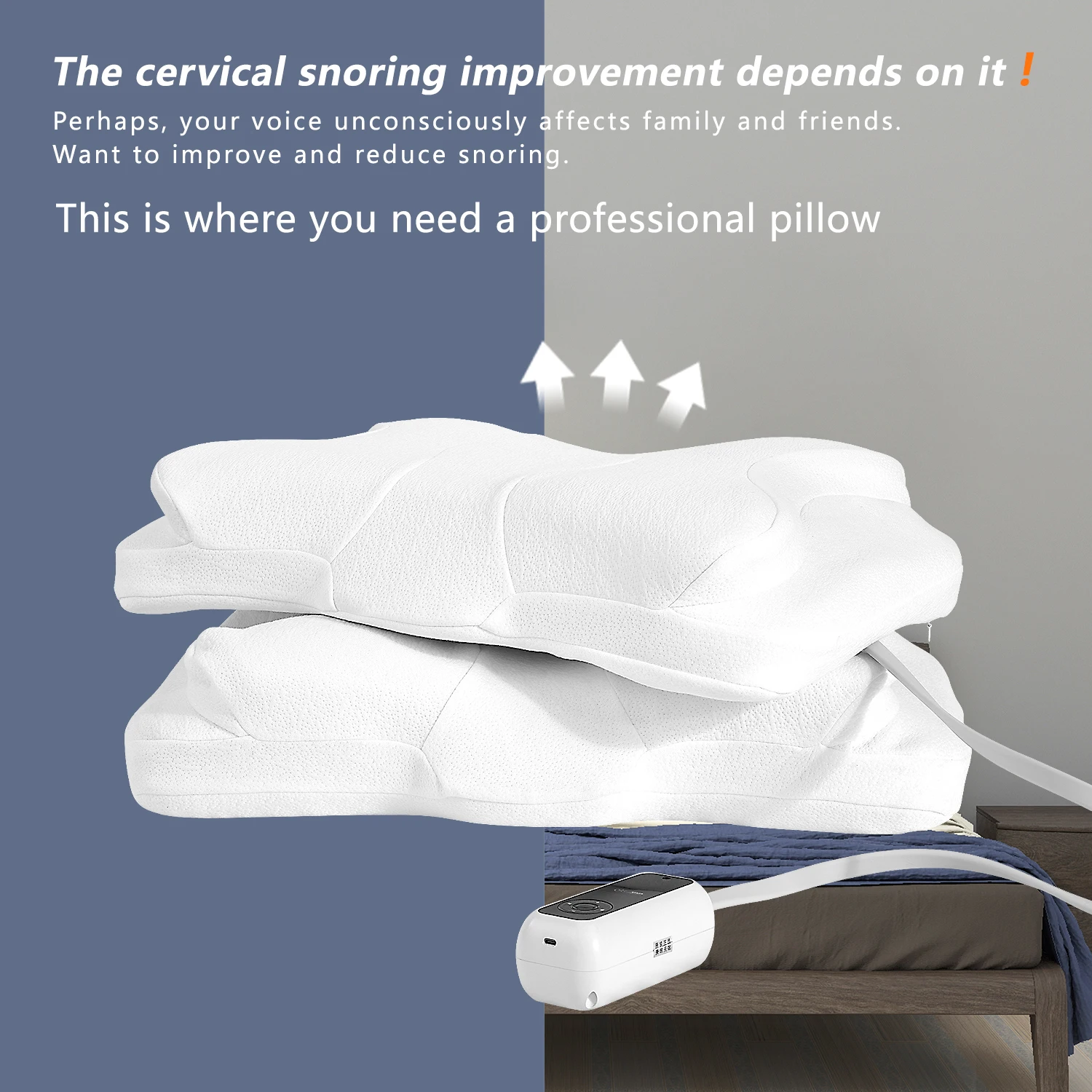 Saien وظيفة كهربائية جديدة مكافحة الشخير جهاز السرير الوسائد رغوة الذاكرة مكافحة الشخير وسادة الرقبة الحد من الضوضاء #3