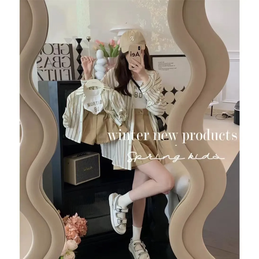 Mother And Daughter Clothes Set Women Fall Spring Outfits Fashion Mom Baby Girls Same Clothing Parent-Child Matching Korea Suit