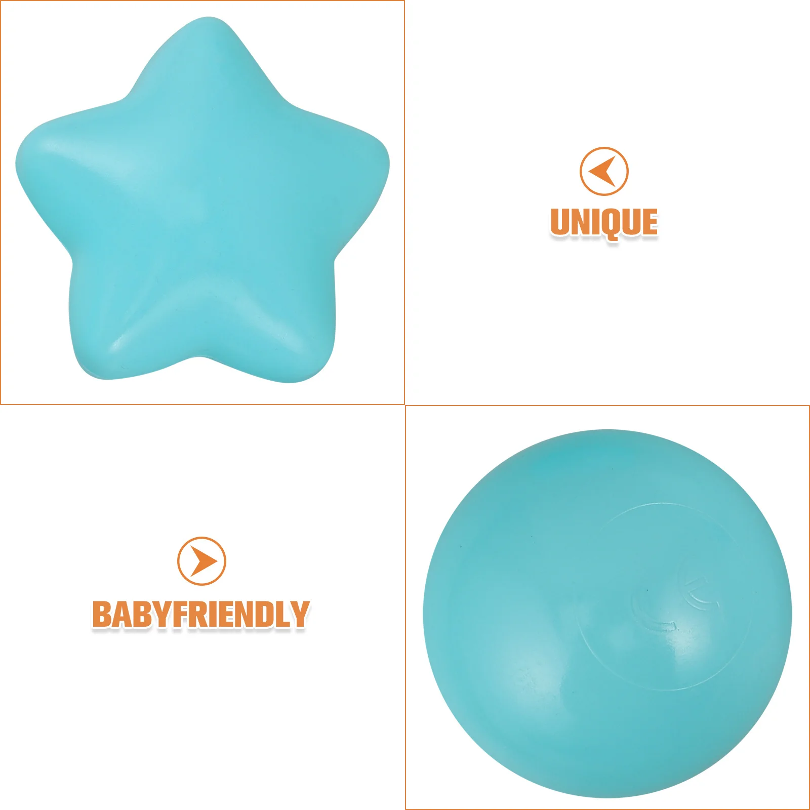 100 Stück Bunte Ozeanbälle Sternförmige Plastikbälle Bruchsichere Spielbälle für Kinder Kleinkinder Baby-Laufstall Innen- und Außenbereich Party