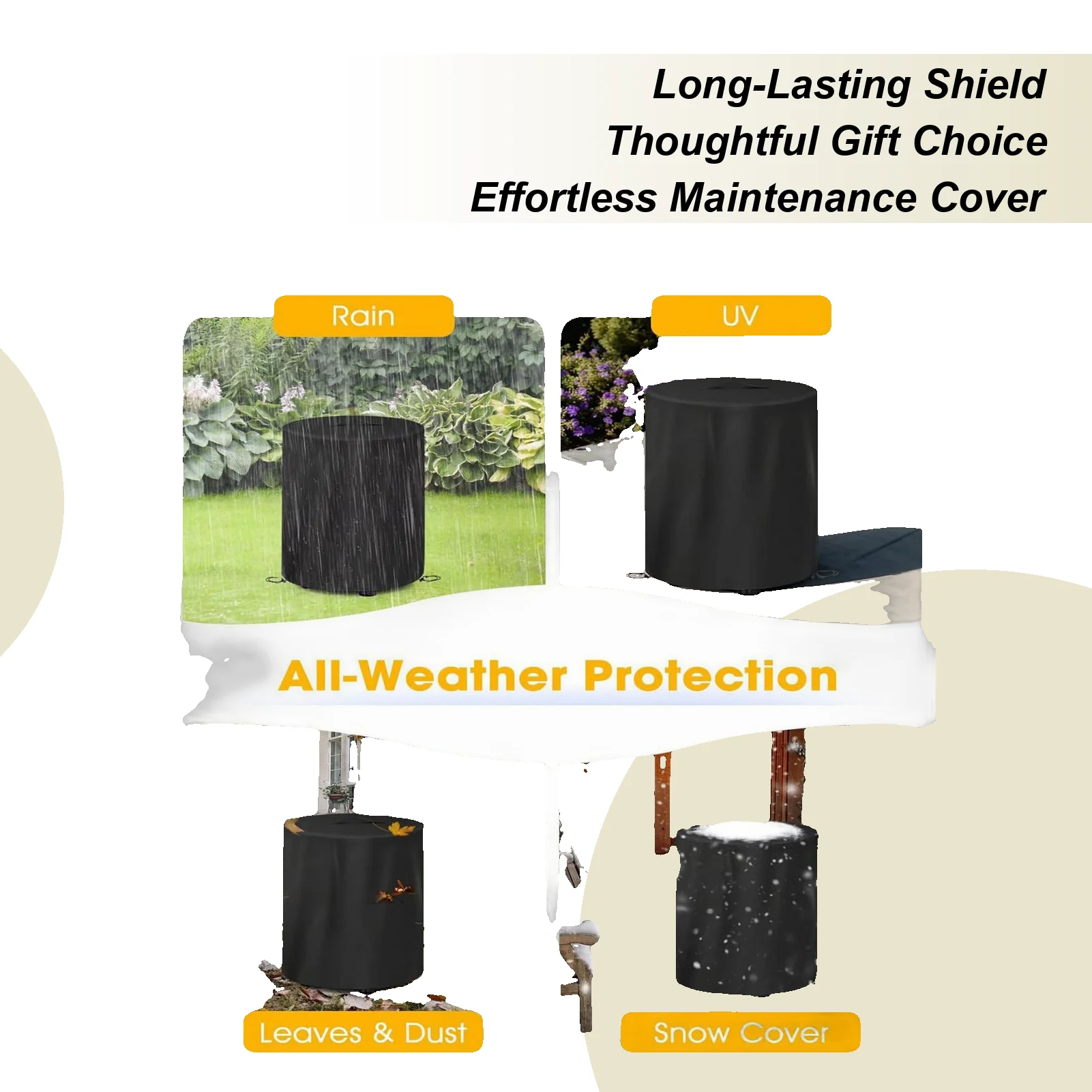 Outdoor Heater Cover Dust-proof Oxford Fabric Drawstrings Design Protector Cover For Round Heaters For Yards Porches Gardens