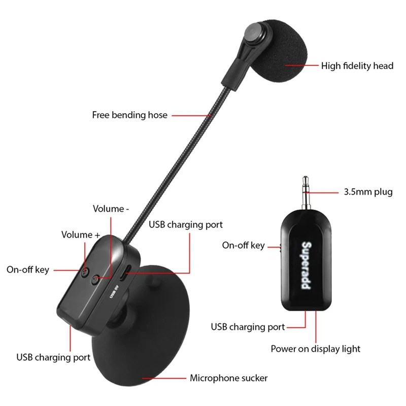 2.4G Wireless Instrument Microphone Receiver With Removable Suction Cup, Speaker Microphone For Musical Instruments