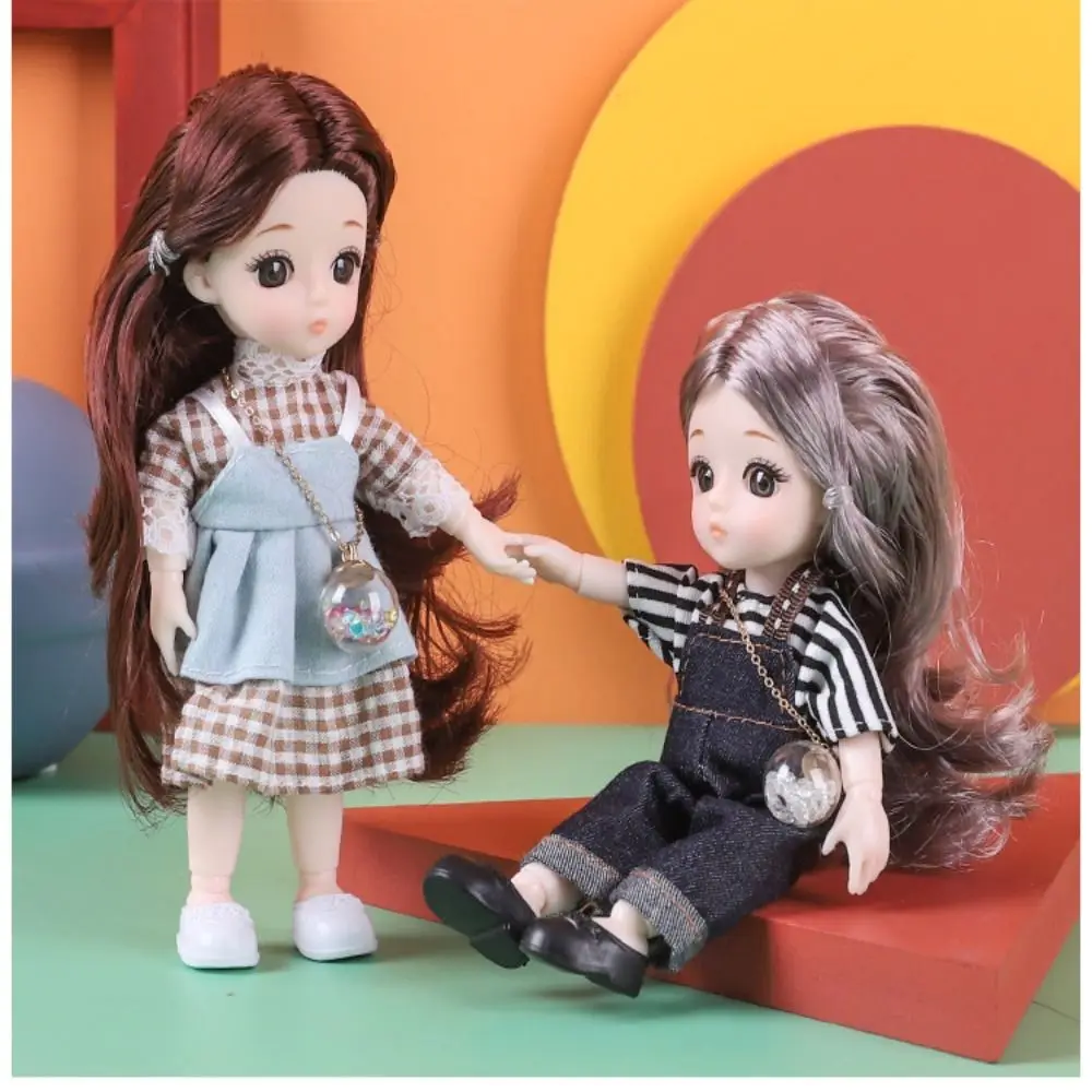 กับเสื้อผ้าตุ๊กตาBJDแต่งตัวพีวีซีจําลองบานพับตาตุ๊กตาเคลือบ3Dตาที่ถอดออกได้ข้อต่อตุ๊กตาของขวัญวันเกิด