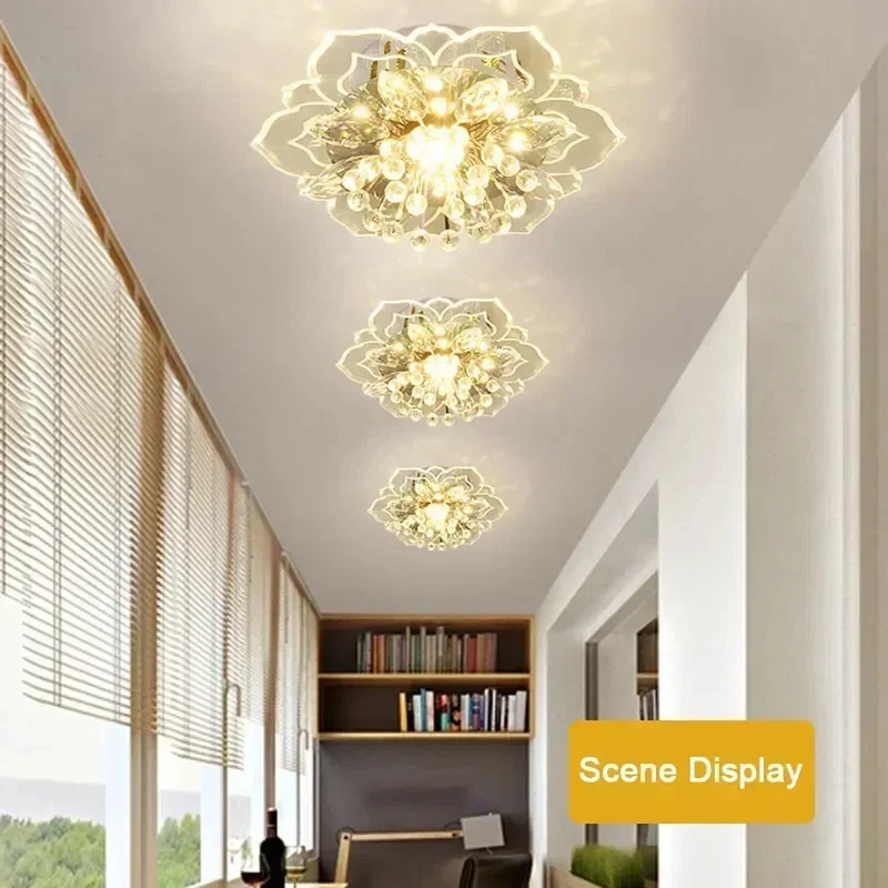LED Lotus Glass Corridor Ceiling Light Plastic Leaves Hallway Lamp for Living Room Balcony Porch Modern Indoor Outdoor Lighting