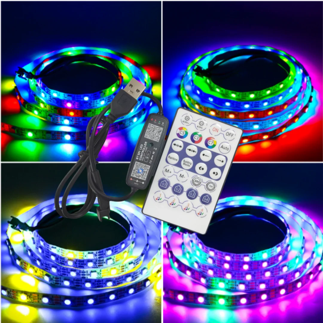 1/2/3/4/5M 5V Ws2812b Led Strip USB Music Controller Kits 5050 RGB Flexible Light  APP Control TV Backlight Home Party Decor Kit image 3